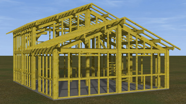Image 3D maison à ossature bois
